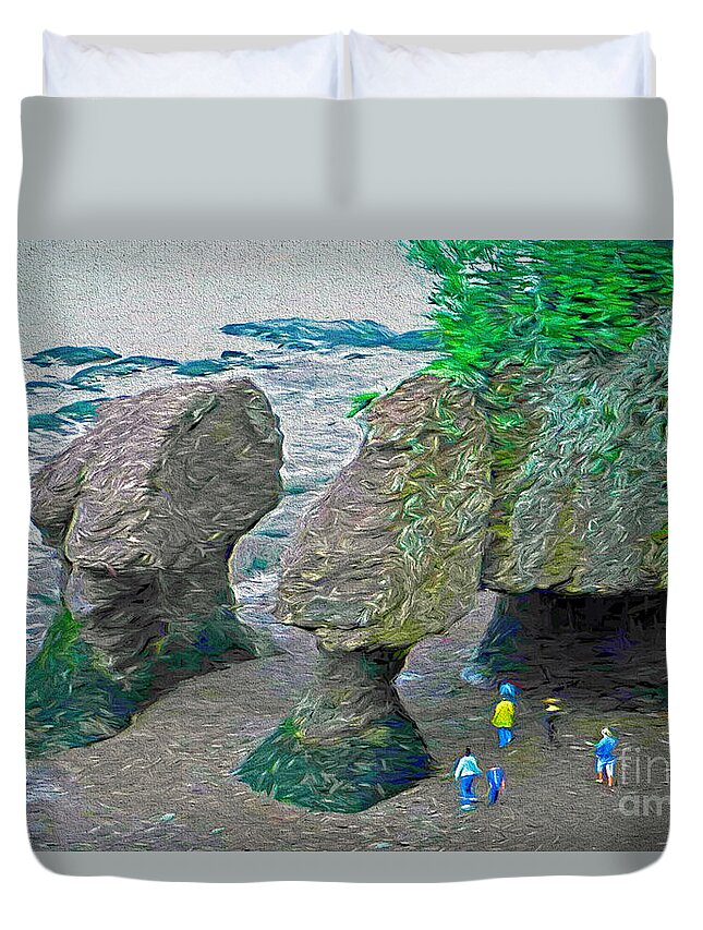 Hopewell Rocks Duvet Cover featuring the photograph Walk Among Giants by Carol Randall