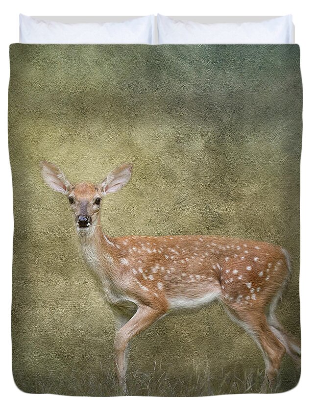 Deer Duvet Cover featuring the photograph Walking in Light by Jai Johnson