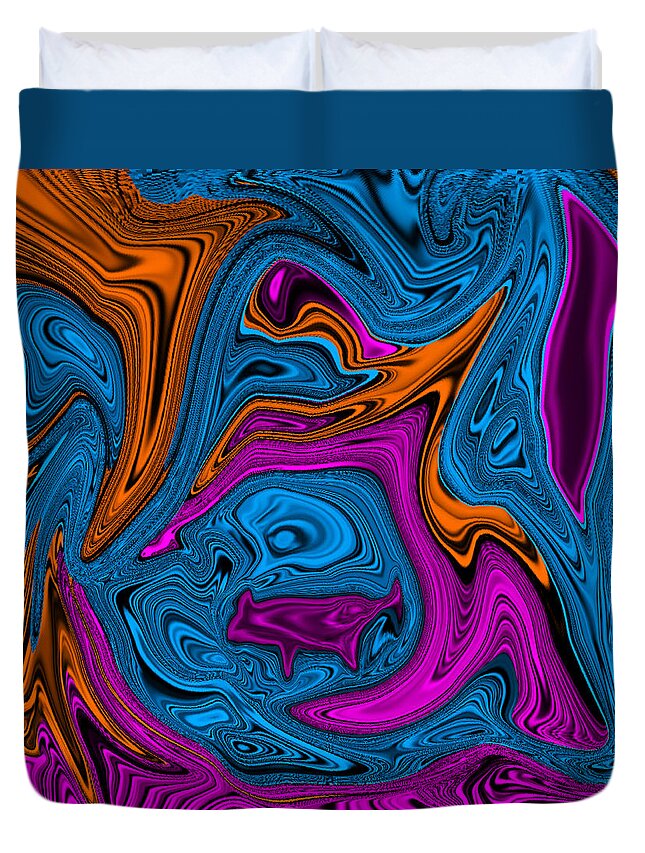 Abstract Art Duvet Cover featuring the digital art Walking the Dog Abstract by Ronald Mills