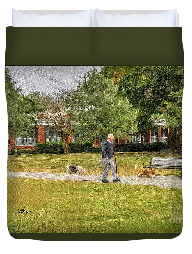 Paintings Duvet Cover featuring the mixed media Walking With Friends by DB Hayes