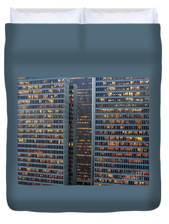 Structure Building Duvet Cover featuring the photograph Wall of Lights by fototaker Tony