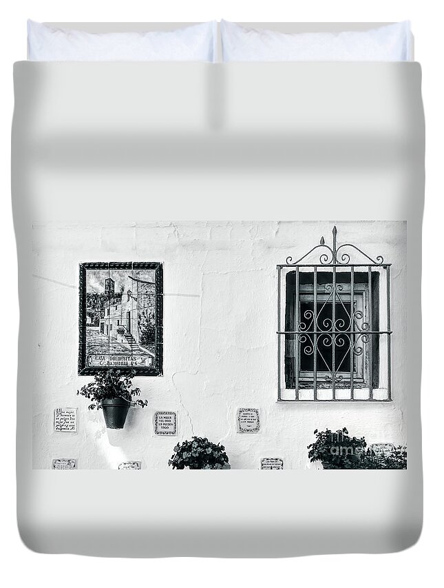 Wall Plaques On A Wall Duvet Cover featuring the photograph Wall Plaques on a wall, in Torremolinos Spain by Pics By Tony