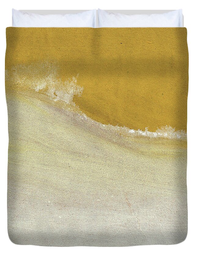 Abstract Duvet Cover featuring the painting Warm Sun- Art by Linda Woods by Linda Woods