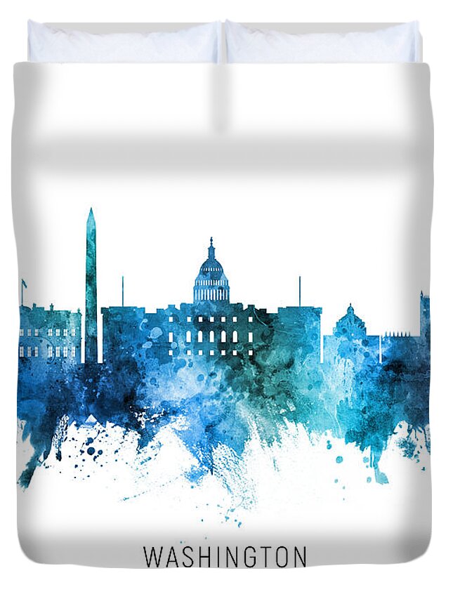 Washington Duvet Cover featuring the digital art Washington DC Skyline #80 by Michael Tompsett