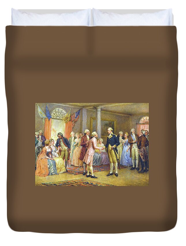 Jennie Duvet Cover featuring the painting Washington Greeting Lafayette at Mount Vernon by Eric Glaser