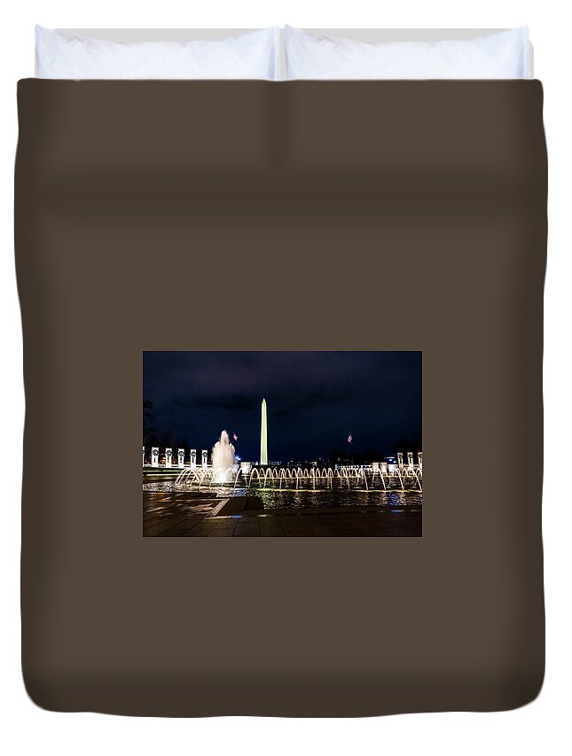 Washington Monument Duvet Cover featuring the digital art Washington Monument from the World War II Memorial by SnapHappy Photos