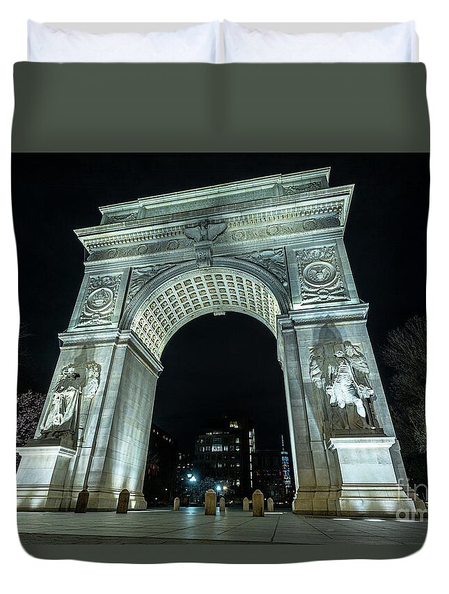 1892 Duvet Cover featuring the photograph Washington Square Arch The North Face by Stef Ko