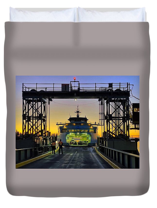 Wsdot Duvet Cover featuring the photograph Washington State Ferry - 2 by Jerry Abbott
