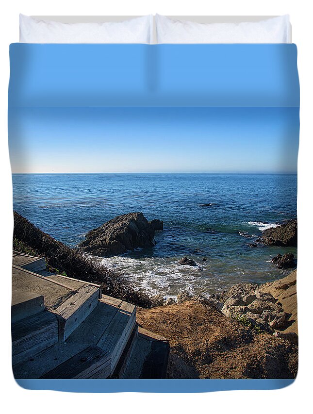 Blue Sky Duvet Cover featuring the photograph Watch Your Step by Matthew DeGrushe