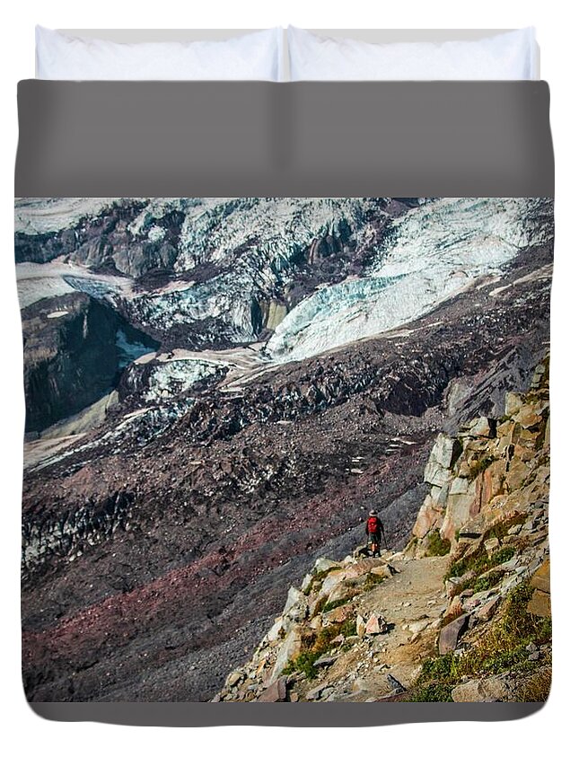 Mount Rainier National Park Duvet Cover featuring the photograph Watching the River Flow by Doug Scrima