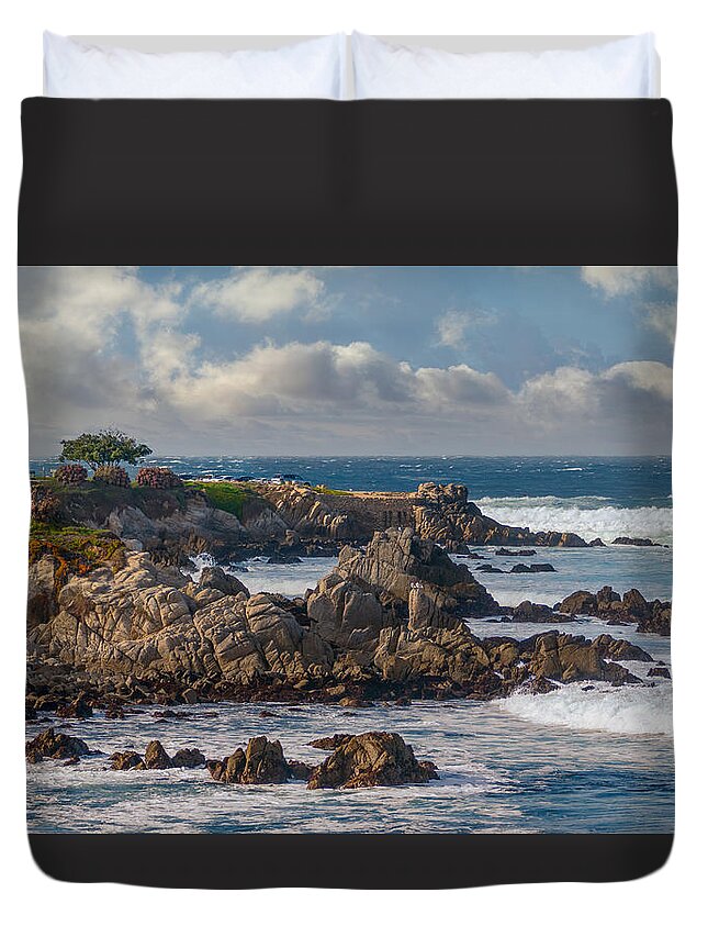 Pacific Grove Duvet Cover featuring the photograph Watching Winter Waves by Derek Dean
