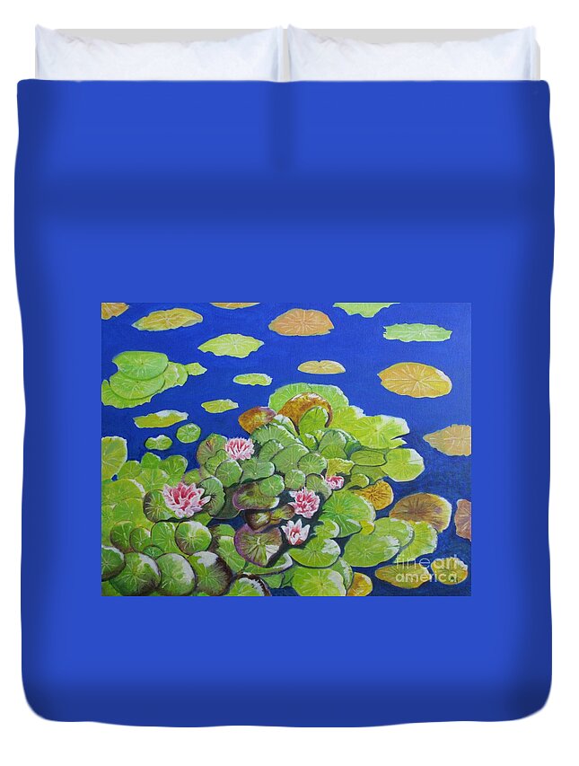 Water Lillies Duvet Cover featuring the painting Water Lillies by Edward McNaught-Davis