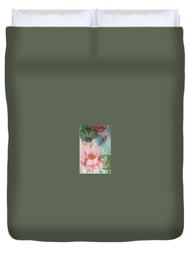 Water Lily Water Lillies Duvet Cover featuring the painting Water Lily by Nina Jatania
