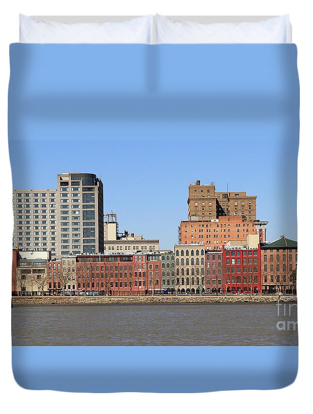 Water Street Duvet Cover featuring the photograph Water Street Fort Industry Square Renovations March 2022 3706 by Jack Schultz