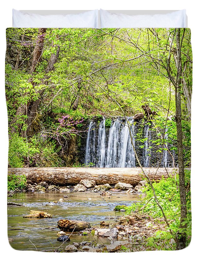 Natural Falls State Park Duvet Cover featuring the photograph Waterfall Along Dripping Springs Branch by Jennifer White