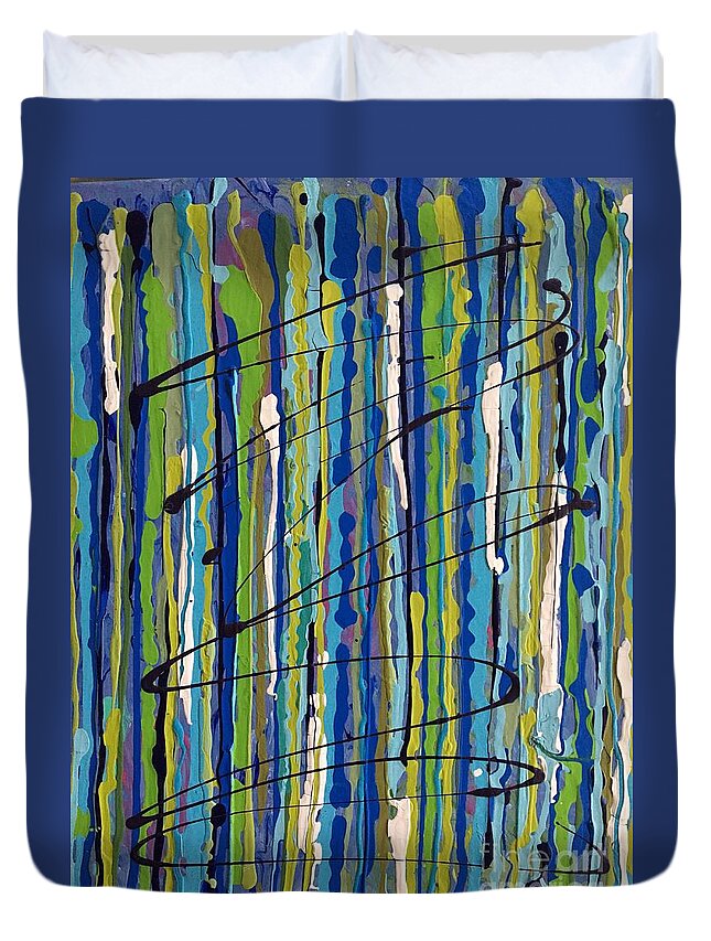 Abstracts Duvet Cover featuring the painting Waterfall by Debora Sanders