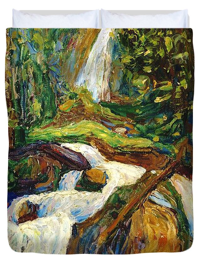 Waterfall I Duvet Cover featuring the painting Waterfall I, 1900 by Wassily Kandinsky