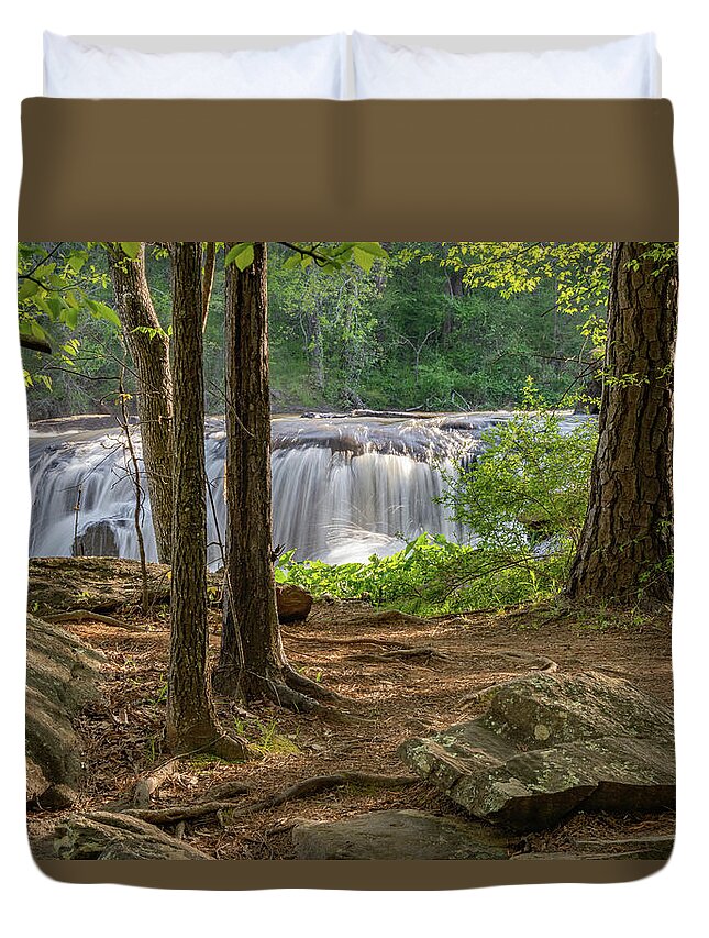 High Falls Duvet Cover featuring the photograph Waterfall Watching Spot by David R Robinson