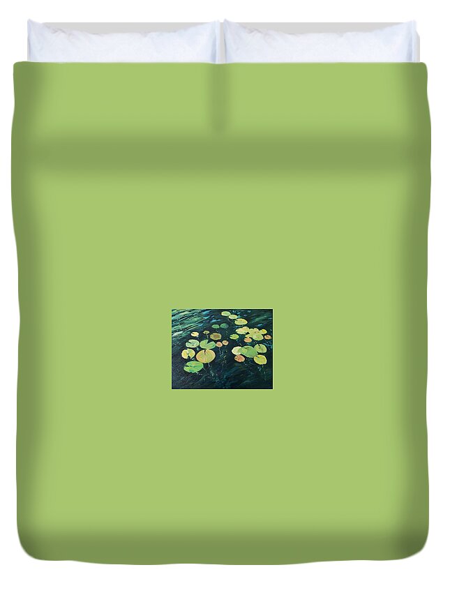 Waterlilies Duvet Cover featuring the painting Waterlilies by Sheila Romard