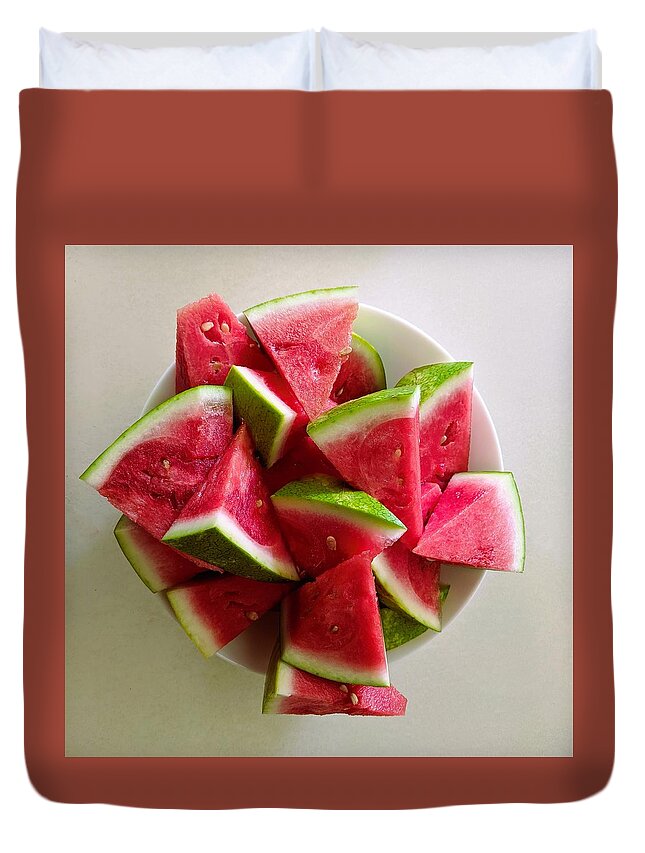 Watermelon Duvet Cover featuring the photograph Watermelon by Lisa Mutch