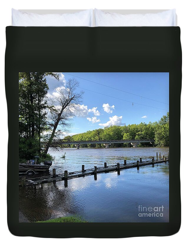 Black Water Duvet Cover featuring the photograph Waterways Junction by Catherine Wilson