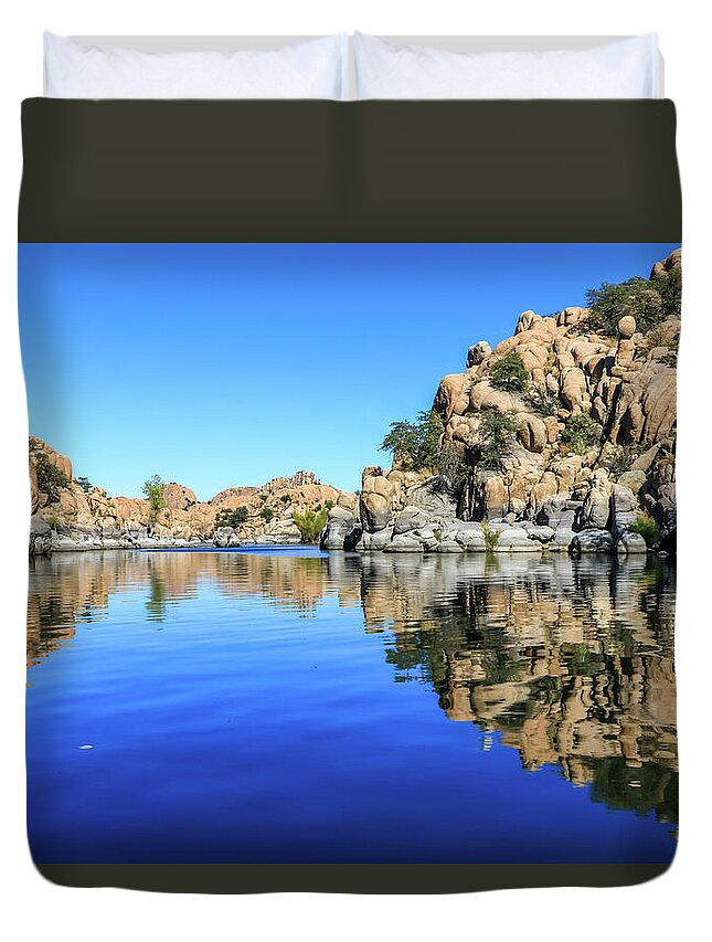 Arizona Duvet Cover featuring the photograph Watson Lake Reflection 2 by Dawn Richards