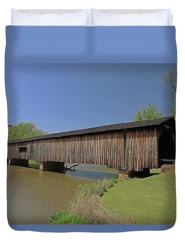 Covered Bridge Duvet Cover featuring the photograph Watson Mill Bridge - Georgia by Richard Krebs