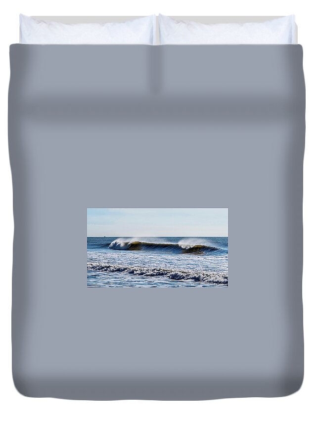 Beach Duvet Cover featuring the photograph Wave Mist Photograph by Louis Dallara