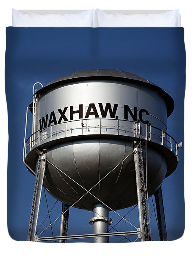 Water Tower Duvet Cover featuring the photograph Waxhaw Water Tower in North Carolina by Carolyn Ann Ryan