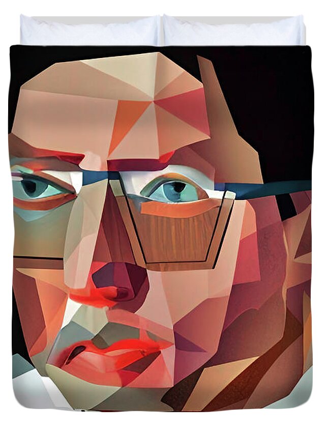 Wayne Williams Duvet Cover featuring the digital art Criminal Wayne Williams geometric portrait by Christina Fairhead