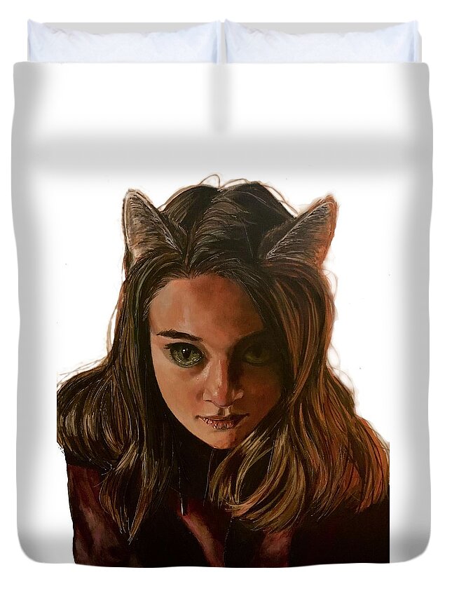 Portrait Duvet Cover featuring the painting We Only Come Out At Night by Joel Tesch