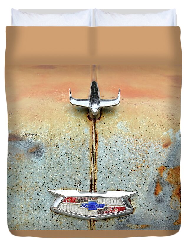 Chevrolet Duvet Cover featuring the photograph Weathered Chevy by Lens Art Photography By Larry Trager