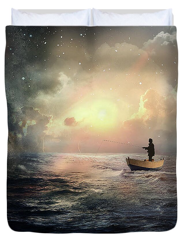 Boat Duvet Cover featuring the digital art Weathering the Storms by Jorge Figueiredo