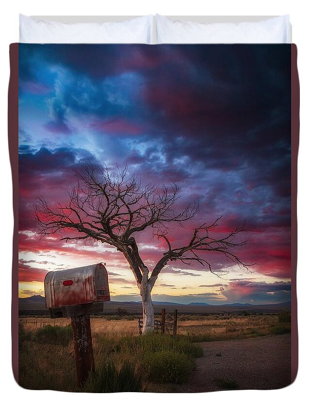 Taos Duvet Cover featuring the photograph Welcome Tree Sunset 7 by Elijah Rael