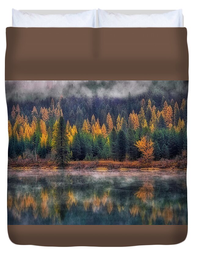 Forest Duvet Cover featuring the photograph Western Larch by Dan Eskelson