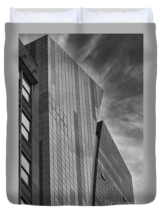 New York Duvet Cover featuring the photograph Weston Hotel NYC Black White Architectural by Chuck Kuhn