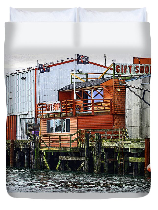 Westport Fish Processing Duvet Cover featuring the digital art Westport Fish Processing by Tom Janca