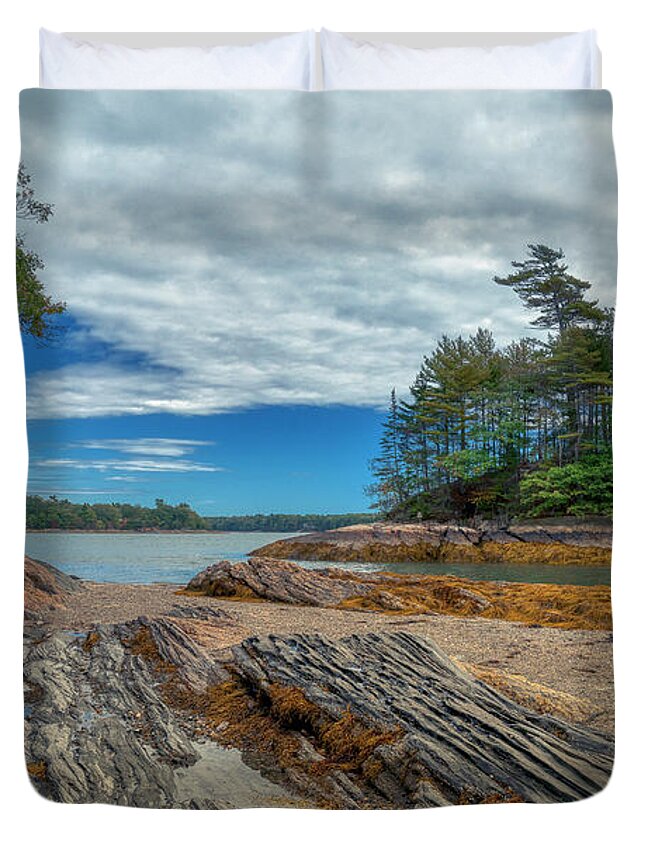 Wolfe Neck Woods State Park Duvet Cover featuring the photograph What a View by Penny Polakoff