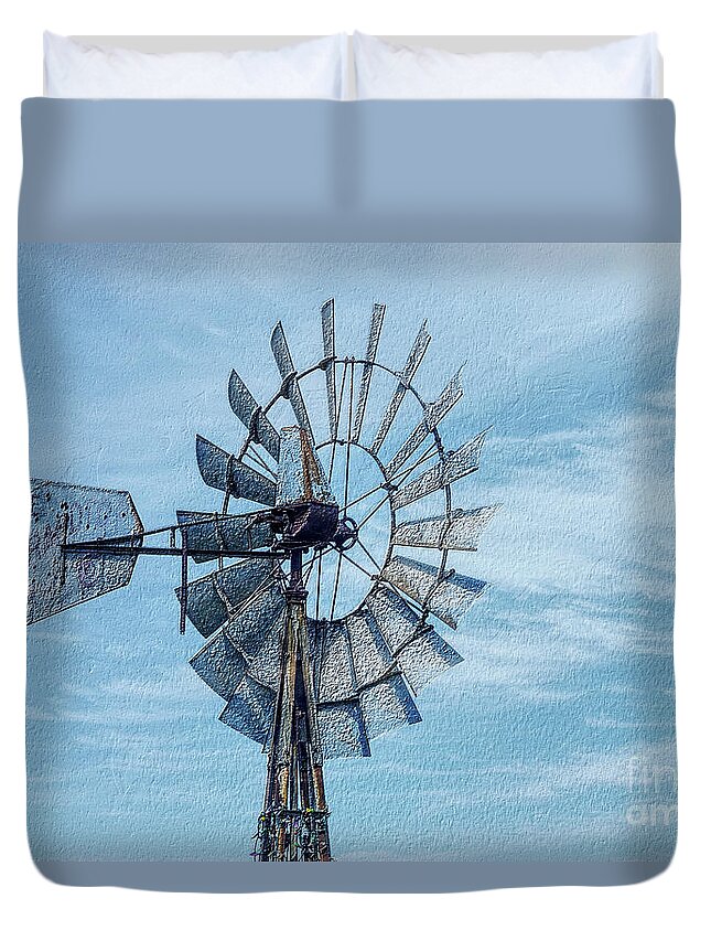 Windmill Duvet Cover featuring the photograph Wheel Of A Windmill by Jennifer White