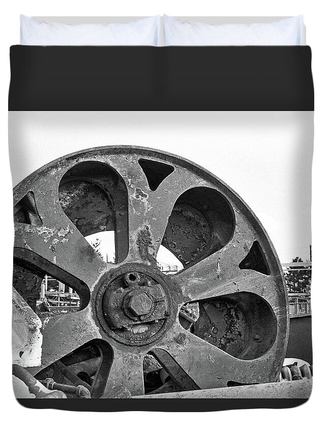 Rust Duvet Cover featuring the photograph Wheel of Industry by Steven Nelson