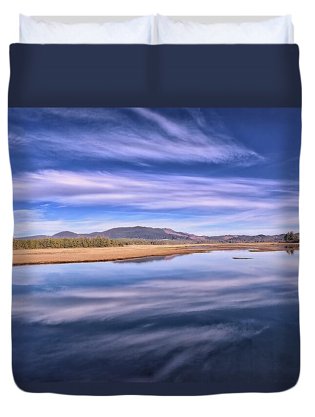 Reflection Duvet Cover featuring the photograph Whelen Estuary by Loyd Towe Photography