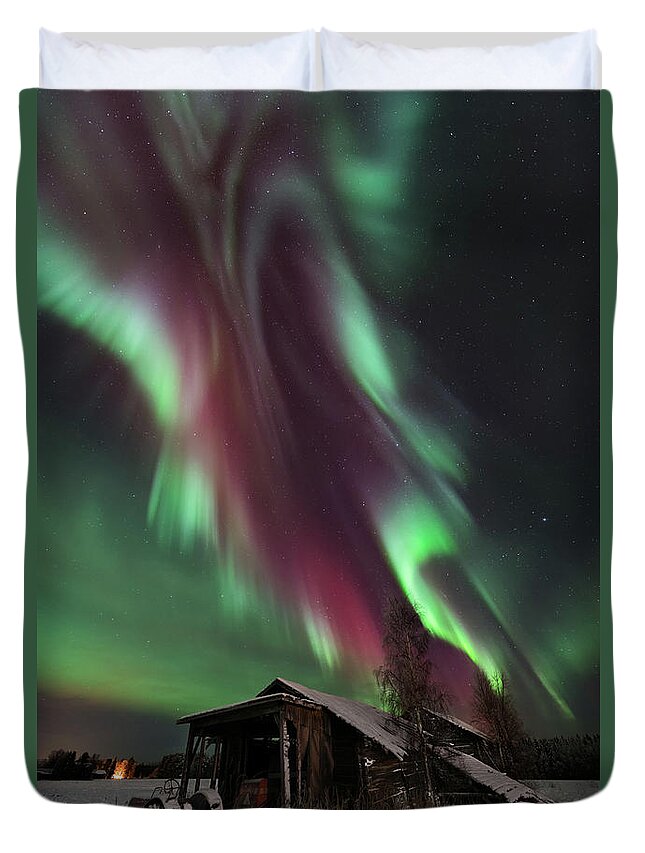 Finland Duvet Cover featuring the photograph When the heavens open up by Thomas Kast