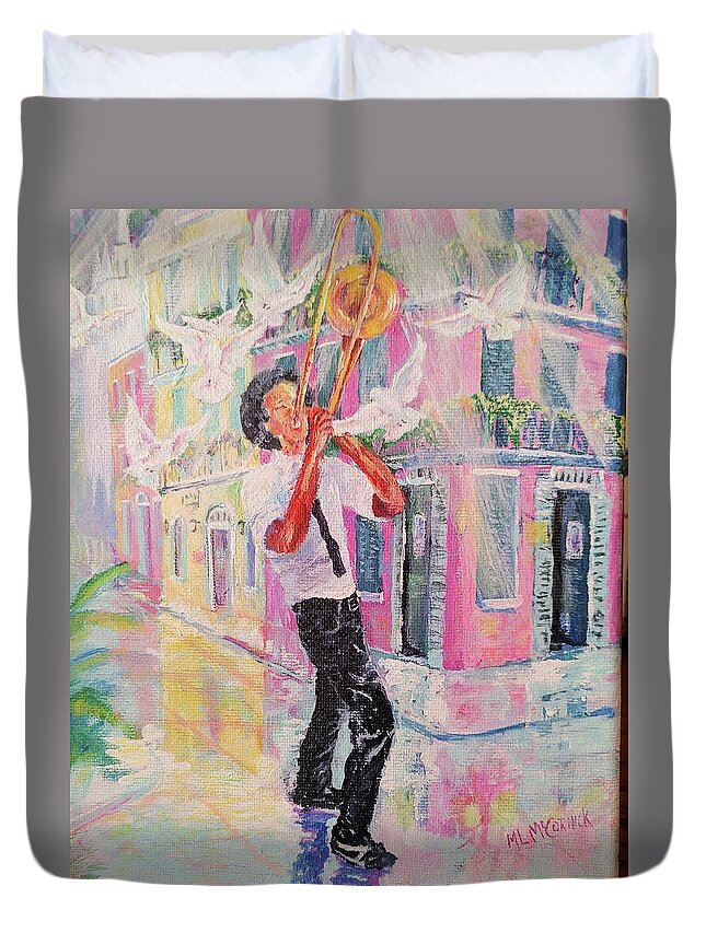 Nola Duvet Cover featuring the painting When the Saints Go Marchin' In by ML McCormick
