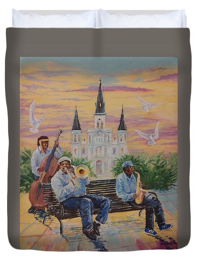 New Orleans Duvet Cover featuring the painting When the Saints Go Marching In--St Lewis Cathedral by ML McCormick