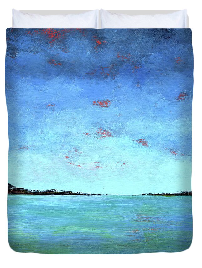 Song Duvet Cover featuring the painting Where I Can Ease My Mind by Cindy Johnston