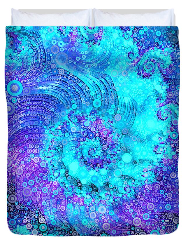 Where Mermaids Play Duvet Cover featuring the digital art Where Mermaids Play by Susan Maxwell Schmidt