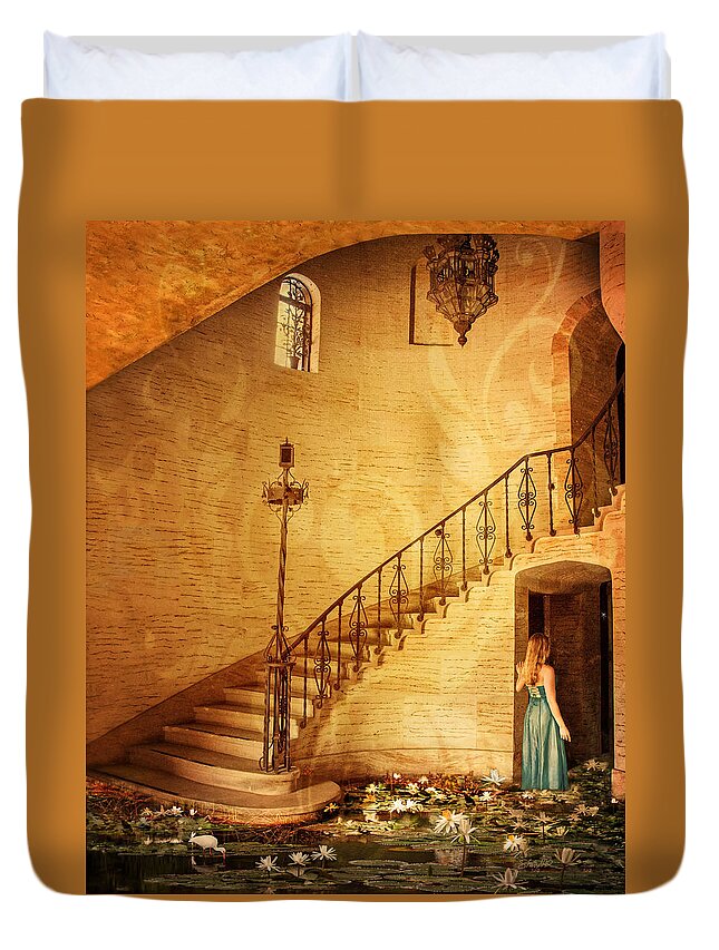 Mansion Duvet Cover featuring the photograph Where the Water Leads by Shara Abel