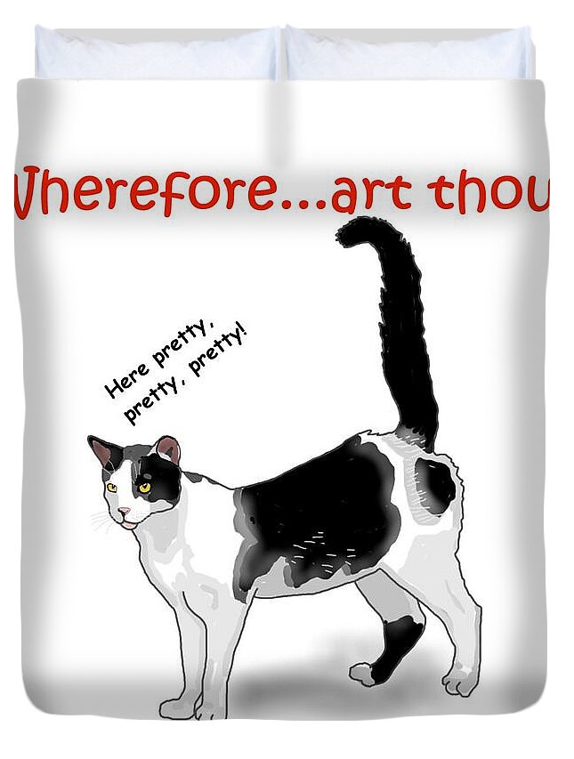 Cat Duvet Cover featuring the digital art Wherefore...art thou? by Joan Stratton