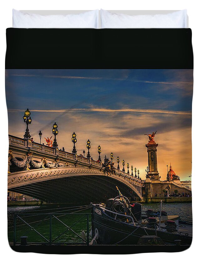 Paris Duvet Cover featuring the photograph While in Paris by John Rivera
