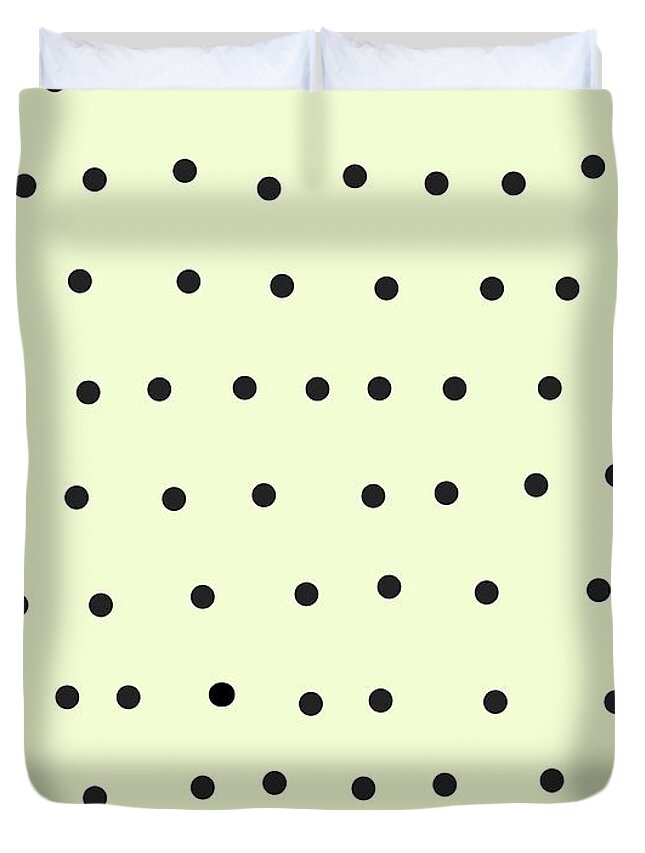 Whimsical Duvet Cover featuring the digital art Whimsical Black Polka Dots On Cream by Ashley Rice